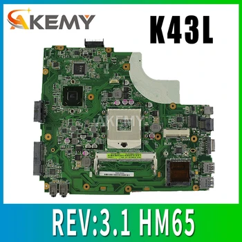 K43L Plokštė REV:3.1 HM65 už ASUS X44H X84H K84L K43L K43LY Nešiojamas plokštė K43L Mainboard K43L Plokštė bandymo OK