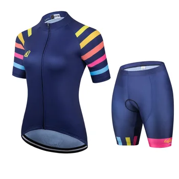 2021 Kafitt Mėlyna Moterų trumpomis Rankovėmis Jersey Rinkiniai MTB Dviračių Drabužių Ropa Ciclismo Kelių Dviratį Marškinėliai Triatlonas Vienodos, 2 vnt