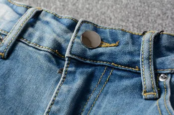 Nauji vyriški vyriškos kelnės Aukštosios gatvės mados prekinio ženklo mėlynas pleistras ripped jeans mens tendencija asmenybės slim stretch denim kelnės 665