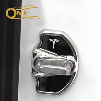 Automobilių nerūdijančio plieno durų užraktas padengti apsaugine danga Už Tesla Model3 Šildomi modifikuoti Priedai