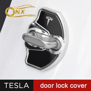 Automobilių nerūdijančio plieno durų užraktas padengti apsaugine danga Už Tesla Model3 Šildomi modifikuoti Priedai