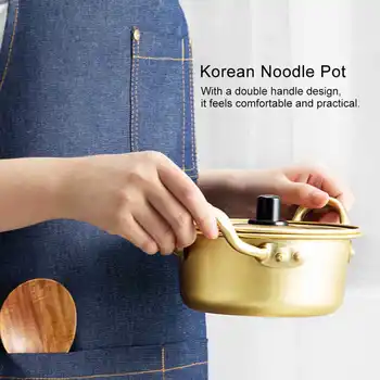 Korėjos Ramen Makaronų Puodą Korėjos Geltona Aliuminio Stockpot Trumpąją Makaronai Puodą Virtuvėje Maisto Gaminimo Įrankiai