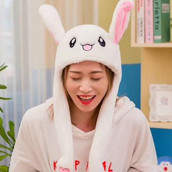 Cute Bunny Skrybėlę Juda Ausis Anime Plushie Kepuraitė Kilnojamojo Triušiuko Ausys Skrybėlę Moterų, Mergaičių Animacinių Triušis Kepurės Cosplay Priedai