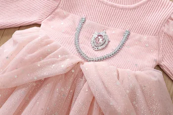 NAUJAS Mergaitės pavasarį rudenį 2-10y Vaikai princesė Šalies Megztinį Megzti suknelę žiemos Vaikai mergina drabužius, 3-10Y Dėvėti