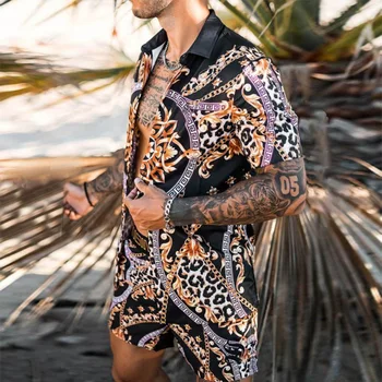 Spausdinti Nacionalinės Stiliaus Havajų Mens Trumpomis Rankovėmis Nustatyti Vasaros Atsitiktinis Gėlių Marškinėliai Paplūdimys Dviejų Dalių Kostiumas 2021 Naujas Mados Vyrų Rinkiniai