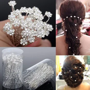 40PCS Vestuvių Plaukų Smeigtukai Imituojamas Pearl Gėlių Nuotakos plaukų segtukai Bridesmaid, Plaukų Clips Moterų Plaukų Papuošalai, Aksesuarai