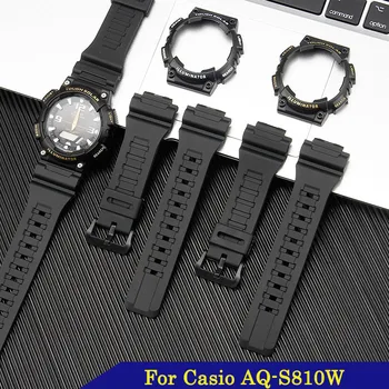 Silikono Žiūrėti Juosta+Bezel už Casio G-SHOCK AQ-S800 AQ-S810W Vandeniui Gumos Žiūrėti Atveju ir Bracelet18mm už AQS810