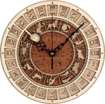 Kūrybos Medienos 3D Sieninis Laikrodis Didelė svetainė Venecija Astronomijos Mediniai Kvarcinis Laikrodis 12 Mergelės Labai Pendule Freskos SC361