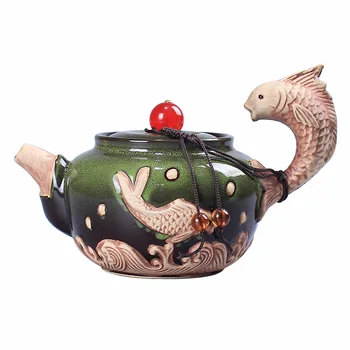 Kūrybos žuvų rankena arbatinukas Krosnies Keitimas Keramikos kungfu arbatos rinkinys