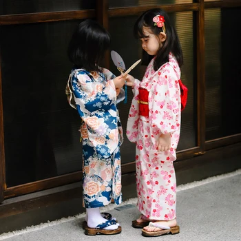 Siuvinėti Kimono Vaikus Japonų Mados Streetwear Japonų Kimono Azijos Suknelė Krano Anime Drabužių Cosplay Kimono JL1231