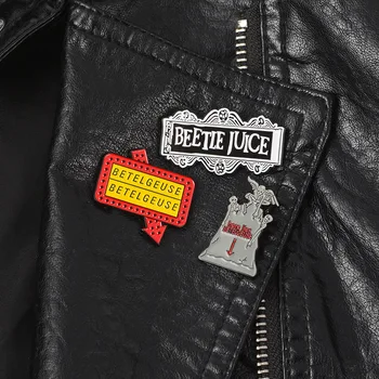 2019 Mados Beetle juice Emalio Pin Trileris, komedija ženklelis sagė Gothic Punk Filmą Papuošalai Dovana draugams krepšys, marškinėliai, pakabukas