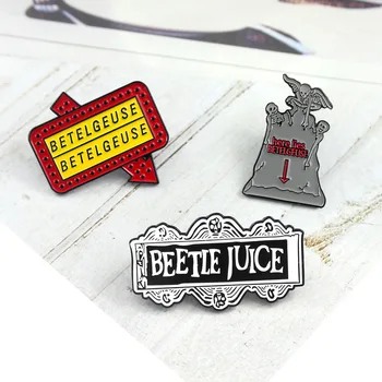 2019 Mados Beetle juice Emalio Pin Trileris, komedija ženklelis sagė Gothic Punk Filmą Papuošalai Dovana draugams krepšys, marškinėliai, pakabukas