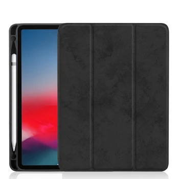 PU odos smart case For iPad Pro 11 Atveju su Pieštukas Turėtojas 2018 fodable stovėti TPU Minkštas Viršelis (tik tokiu atveju,nr. pen)+ekrano plėvelė