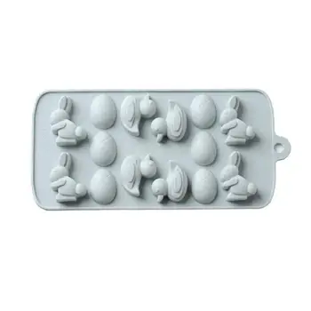 Velykų 14 Skylių Antis Triušis Kiaušinių 3D Formos Silikono Torto Forma Kepimui 