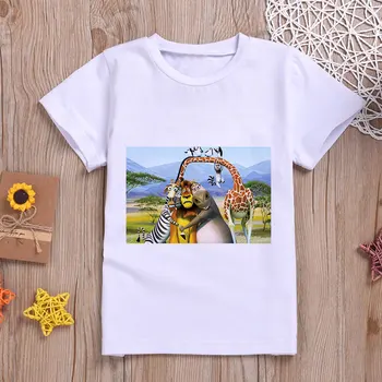2021 m. Nauja Baby Marškinėliai Animacinių filmų Madagaskaras Liūtas Spausdinimo Berniukų, Mergaičių marškinėliai Mielas Viršuje, Berniukas, Mergaitė, Marškinėlius Estetika Trumpas Rankovės Mados