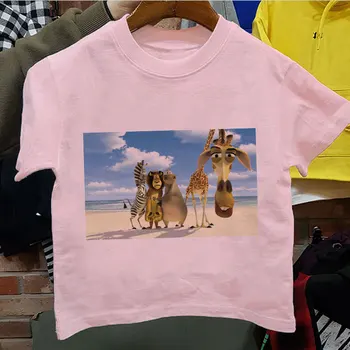 2021 m. Nauja Baby Marškinėliai Animacinių filmų Madagaskaras Liūtas Spausdinimo Berniukų, Mergaičių marškinėliai Mielas Viršuje, Berniukas, Mergaitė, Marškinėlius Estetika Trumpas Rankovės Mados