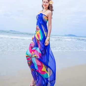 Moterų Šifono Gėlių Paplūdimio Skarelės Vasaros Ponios Bikini Padengti Iki Paplūdimio Deformuoti Naujų Gėlių