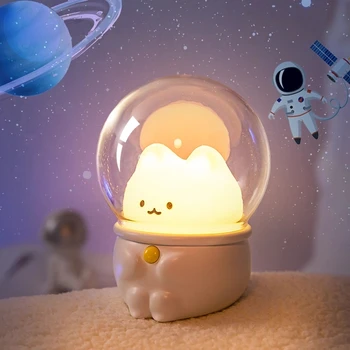 LED Nakties Šviesos Kosmoso Kapsulė Cute Cat/Rabbit Lempa Vaikas/Kūdikių/Vaikų Miegamojo Lovos Dekoras, Šviesos, Minkštas Šiltas Baby Dovanų