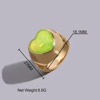 2021 Karšto Pardavimo Šviečia Akrilo Dervos Širdies Žiedai Moterims Aukso Spalvos Masyviu Didelis Metalo Žiedas Mados Geometrinis Pareiškimą Papuošalai