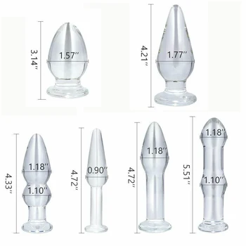 6 VNT Tipas Multi Stype Karšto Krištolo Stiklo Dildo Makšties Analinis Granulės Butt Plug Erotinis Stimuliatorius Sekso Žaislas
