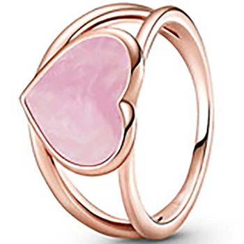 2021 Naujas S925 Sterling Silver Pink Paisley Meilė Širdies Apdailos Žiedus, Putojantis ,CZ Moterų Dalyvavimas Juvelyrikos Jubiliejų