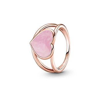 2021 Naujas S925 Sterling Silver Pink Paisley Meilė Širdies Apdailos Žiedus, Putojantis ,CZ Moterų Dalyvavimas Juvelyrikos Jubiliejų