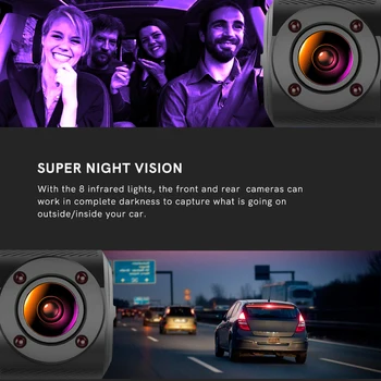 ZEROGOGO Dvigubas Brūkšnys Cam Kabina su GPS Dual Lens Car Kamera Priekyje ir Viduje, Vaizdo įrašymas Full HD 1080P DVR Automobilių Taksi