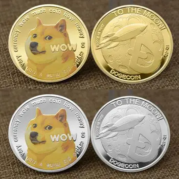 Dropship 1 Gabalas, Padengtą Aukso, Sidabro Dogecoin Progines Monetas Mielas Šuo Modelis Šunų Metų Kolekcija Monetas, Monetų Valkata