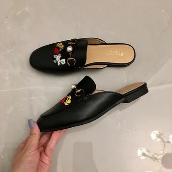 Disney 2021 m. vasaros new Mickey Mouse šlepetės ju raudona naujų namų pusę gniūžtės pasagos pearl mygtuką plokščiadugnis atsitiktinis moterų batai