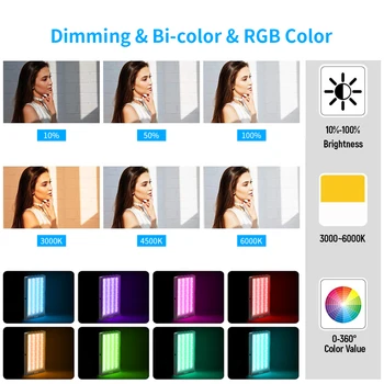 Įkraunama RGB Vaizdo Šviesos 2500-6000k Spalvinga Vaizdo LED Apšvietimas DSLR Fotoaparatas Vlog Telefonas Fotografijos Studijoje Užpildyti Lempa Skydelyje