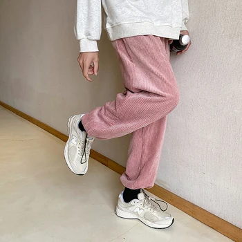 Vyrai Atsitiktinis Kelnės Rausvas Velvetas Kelnės Plačios Kojos Hip-Hop Harajuku Streetwear Haremas Poilsiu