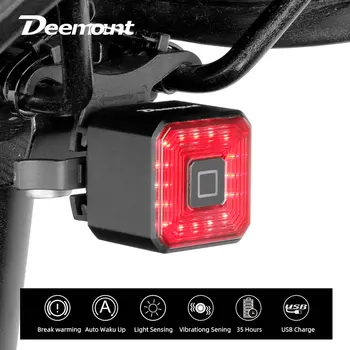 Deemount USB Įkrovimo Dviračių Stabdžių Žibintas Galinis Įspėjamasis Žibintas LED Dviračio galinio Žibinto Acceorries Smart Rankinis Dviračių užpakalinis žibintas