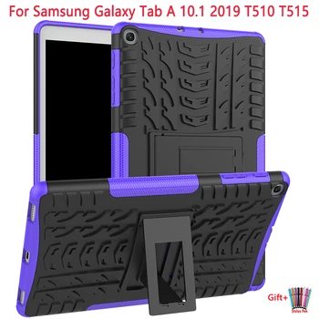 Šarvai Hibridas Tablet PC Case For Samsung Galaxy Tab 10.1 2019 SM-T510 SM-T515 atsparus smūgiams Stovėti TPU Dangtelį Galaxy Tab 10.1