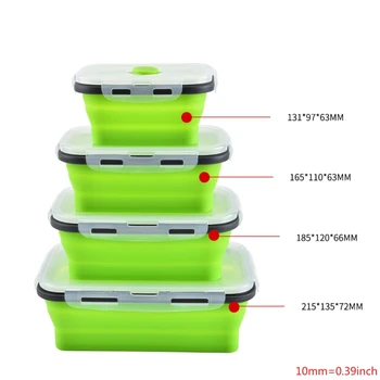 Plastikinių Maisto produktų Laikymo indai Su Dangteliais -4PC Silikono Išardomi Priešpiečių Dėžutė