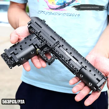 563pcs aukštųjų technologijų Ginklą Blokai Desert Eagle pistoletas Pistoletas Modelis PUBG Karinės SWAT Ginklų Plytų Žaislai Vaikams