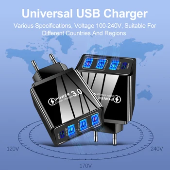 Nešiojamų Kelionių 3 USB Greitas Įkroviklis 3.1 Greitai Įkrauti PD Tipo C Sienos Maitinimo Adapteris Universalus Mobiliojo Telefono, Tablet Naujas