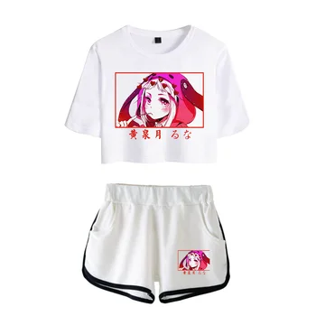 Aukštos kokybės ponios tiktų vasaros mergaitė trumpomis rankovėmis ir šortai kostiumas apkarpytos T-shirt Kazukichacha Anime Harajuku Ponios Pižama
