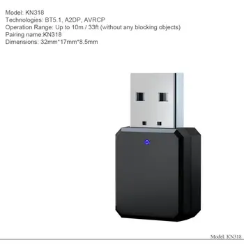 Bluetooth 5.0 Stereo Garso Imtuvas, Siųstuvas, Mini Bluetooth AUX RCA, USB 3,5 mm Lizdas TV PC Automobilinį Belaidį Adapterį