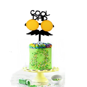 Naujas Cool TĖTIS gimtadienio Tortas Topper Juoda Akrilo Tėvo diena, su Gimtadieniu Cupcake rėžtuvės Už TĖTIS šalis, pyragai, dovana, Papuošalai