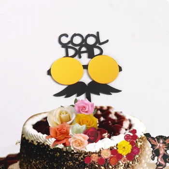 Naujas Cool TĖTIS gimtadienio Tortas Topper Juoda Akrilo Tėvo diena, su Gimtadieniu Cupcake rėžtuvės Už TĖTIS šalis, pyragai, dovana, Papuošalai