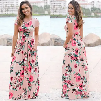 2021 mados vasaros ilga suknelė moterims gėlių spausdinti sundress vestidos boho paplūdimio suknelė tunika maxi suknelė moterims vakare šalis suknelė