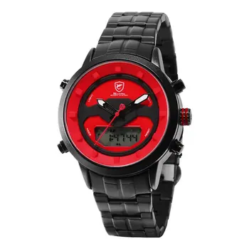 Requiem Shark Sport Watch Raudona prietaisų Skydelio LCD Skaitmeninis Apšvietimas Data Žadintuvas Chronometras Kvarcas Nerūdijančio Plieno Juosta Vyras Laikrodžiai/SH552