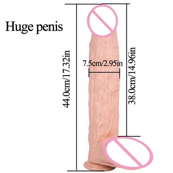 44cm siurbtukas Realus didelis Didelis Penis Suaugusiųjų Vibratorių Butt Plug Analinio Sekso Žaislai Moterims Masturbacija Įrankiai, Švelnus Dildo Fidget