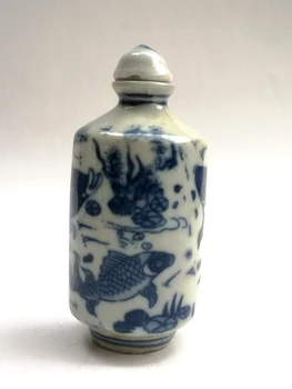 YIZHU CULTUER MENO Kolekcija, Kinų Senasis mėlyna ir balta Porceliano Laimingas Žuvų Uosti Butelis Dovanų Dekoravimas