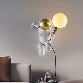Astronautas Sienos Lempos 3D Atspausdintas Mėnulis Kūrybinė Asmenybė, Akių Apsauga, Vaikų Kambarys, Naktiniai Sienos Lempos Prieškambario Kambarį