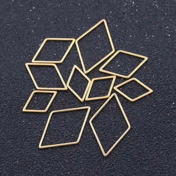 10vnt 3 Dydis Geometrinis Diamond Charm Gold Nerūdijančio Plieno Atidaryti Rėmelį Pelėsių Rėmo Tuščiaviduriai Slėgio Dervos Kadro 