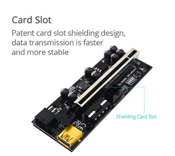 2021 PCI-E Pcie Riser 009C Plus LED Stove PCI Express Adapter Dual 6Pin Kortelės Adapteris SATA į USB 3.0 Kabelis 1X 16X už BTC Miner