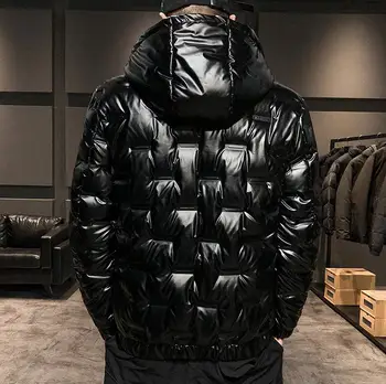 2020 Vyrų Žiemos žemyn Striukė Vyrams, su gobtuvu šiltas Blizgus Plonas Žiemos paltai mados parko neapibrėžta juoda, sidabro