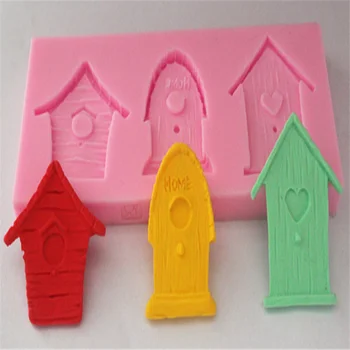 3D Bird House 3 Ertmės Silikono Formų Minkštas Gum Paste, Saldainiai, Šokoladas Amatų Tortas Muilo Formų Dekoravimo Įrankiai