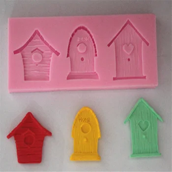 3D Bird House 3 Ertmės Silikono Formų Minkštas Gum Paste, Saldainiai, Šokoladas Amatų Tortas Muilo Formų Dekoravimo Įrankiai